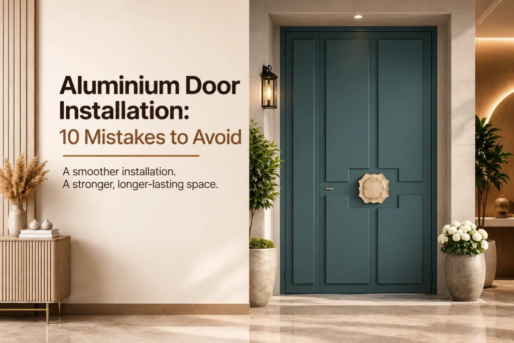 Professional aluminium door installation in a modern luxury space