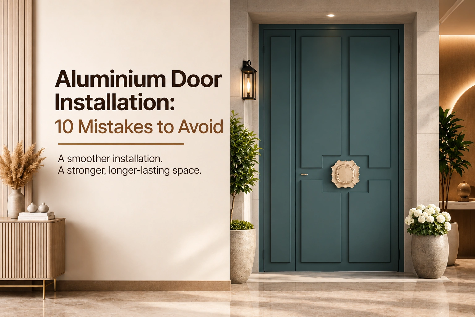 Professional aluminium door installation in a modern luxury space